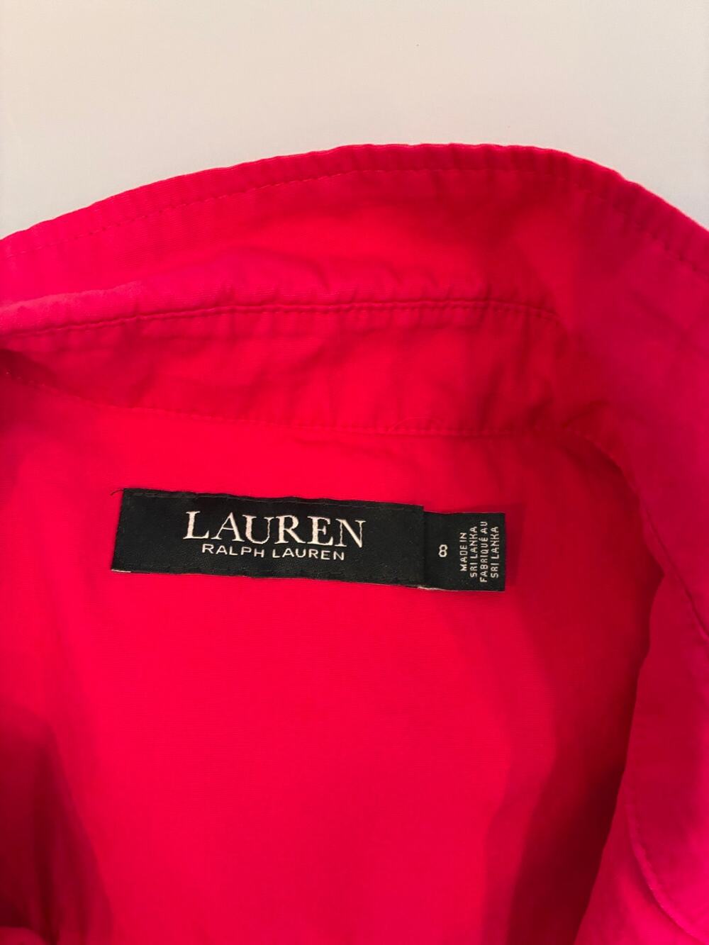 Lauren Ralph Lauren Pink Short Sleeve Button Blouse Twist Knot Hem Size 8